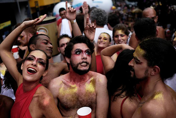  Revellers take part in an annual block party known as "Academicos do Baixa Augusta" (Academics of Baixa Augusta neighbourhood ), during carnival festivities in Sao Paulo, Brazil, February 4, 2018. Photo by Nacho Doce 