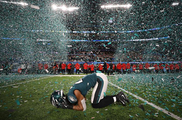  NFL Football - Philadelphia Eagles v New England Patriots - Super Bowl LII - U.S. Bank Stadium, Minneapolis, Minnesota, U.S. - February 4, 2018. Philadelphia Eagles’ Patrick Robinson celebrates winning Super Bowl LII. Photo by Chris Wattie 