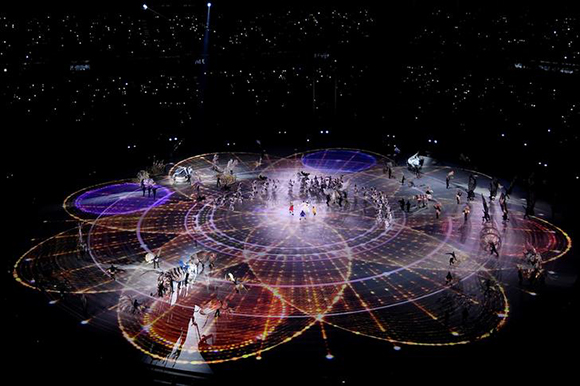  Pyeongchang 2018 Winter Olympics – Opening Ceremony – Pyeongchang Olympic Stadium- Pyeongchang, South Korea – February 9, 2018 - General view of performers during the opening ceremony. Photo by Toby Melville 