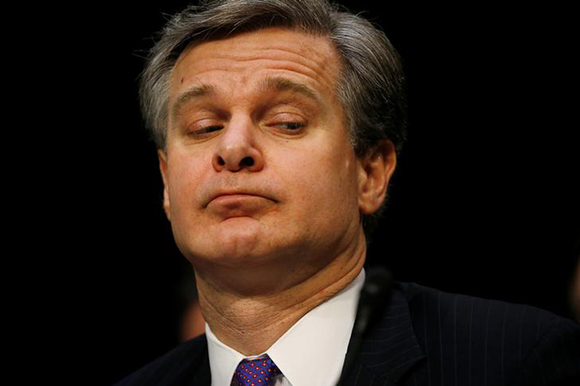  Federal Bureau of Investigation (FBI) Director Christopher Wray testifies before a Senate Intelligence Committee hearing on "World Wide Threats" on Capitol Hill in Washington, U.S., February 13, 2018. Photo by Leah Millis 