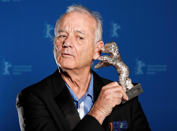  Actor Bill Murray holds the Silver Bear for Best Director award on behalf of Wes Anderson for movie Isle of Dogs during the awards ceremony at the 68th Berlinale International Film Festival in Berlin, Germany, February 24, 2018. Photo by Axel Schmidt 