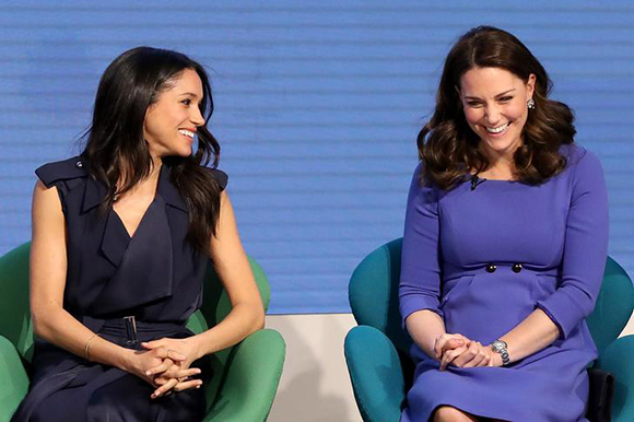  Britain's Catherine, Duchess of Cambridge and Prince Harry's fiancee Meghan Markle attend the first annual Royal Foundation Forum held at Aviva in London, February 28, 2018. Photo by Chris Jackson 